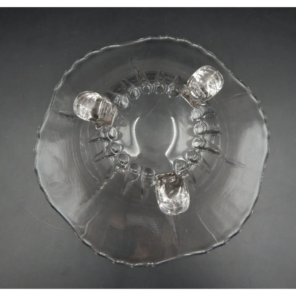 New Martinsville Radiance Clear Three Toed Footed Serving Bowl 10 3/4 Console